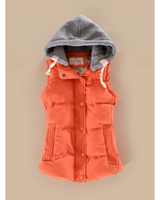 Haily | Damen Steppweste mit Kapuze, Reißverschluss und Taschen in Orange