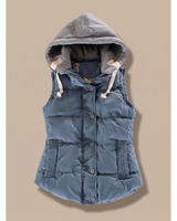 Haily | Damen Steppweste mit Kapuze, Reißverschluss und Taschen in Graublau