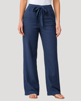 Halvene | Damen Weite Hose Tunnelzug Gummibund in Marineblau