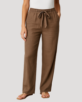 Halvene | Damen Weite Hose Tunnelzug Gummibund in Khaki