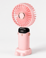 Handventilator mit Akku und LED Display in Rosa