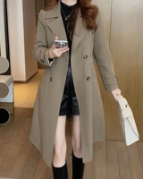 Hanni | Damen Lange Winterjacke im Zweireiher Stil in Khaki