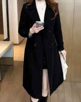 Hanni | Damen Lange Winterjacke im Zweireiher Stil in Schwarz