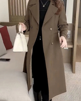 Hanni | Damen Lange Winterjacke im Zweireiher Stil in Braun