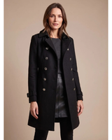 Hanni | Damen Winterjacke im Zweireiher Stil mit Wollmantel in Schwarz