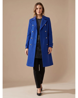 Hanni | Damen Winterjacke im Zweireiher Stil mit Wollmantel in Blau