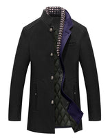 Herren Wintermantel | Elegantes Design | Stehkragen | Warm Gefüttert in Schwarz