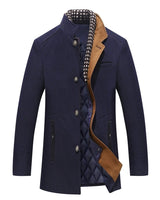 Herren Wintermantel | Elegantes Design | Stehkragen | Warm Gefüttert in Blau