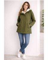 Helena | Damen Lange Wasserdichte Winterjacke mit Kapuze in Grün