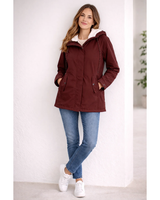 Helena | Damen Lange Wasserdichte Winterjacke mit Kapuze in Rot