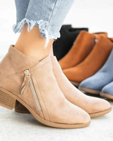 Helena | Damen Orthopädische Stiefeletten mit Reißverschluss und Absatz in Beige