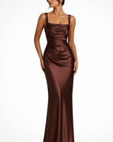 Helene | Damen Elegantes Maxi Abendkleid in Braun
