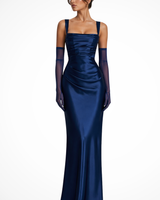 Helene | Damen Elegantes Maxi Abendkleid in Marineblau