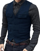 Helmut | Herren Trachtenweste mit V Ausschnitt in Navy Blau