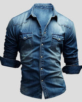 Hemd Herren Langarm Slim Fit in Dunkelblau