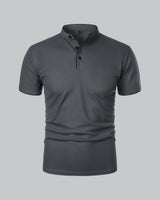 Henley T-Shirt Herren Kurzarm Stehkragen in Dunkelgrau
