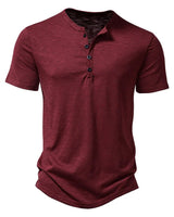 Henley T-Shirt Herren Kurzarm in Weinrot