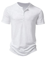 Henley T-Shirt Herren Kurzarm in Weiß
