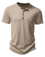 Henley T-Shirt Herren Kurzarm in Khaki
