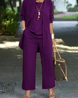 Henriette | Damen Dreiteiler Set mit Weiter Hose in Lila