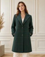 Henriette | Damen elegante karierte Winterjacke in Dunkelgrün in Dunkelgrün