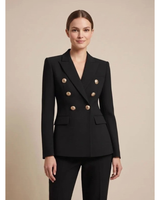 Henriette | Damen Zweireiher Blazer mit goldenen Knöpfen in Schwarz