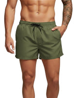Herren Badeshorts mit elastischem Bund und Kordelzug in Olivegrün