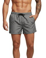 Herren Badeshorts mit elastischem Bund und Kordelzug in Grau