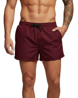Herren Badeshorts mit elastischem Bund und Kordelzug in Burgunder