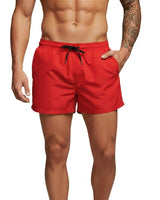Herren Badeshorts mit elastischem Bund und Kordelzug in Rot