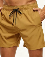 Herren Badeshorts mit elastischem Bund und Kordelzug in Khaki