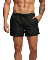 Herren Badeshorts mit elastischem Bund und Kordelzug in Schwarz