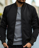 Herren Bomberjacke Casual Regular Fit in Schwarz