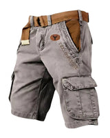 Herren Cargo Shorts mit Gürtel und Yellowstone Logo und Beintaschen in Grau