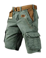 Herren Cargo Shorts mit Gürtel und Yellowstone Logo und Beintaschen in Grün