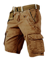 Herren Cargo Shorts mit Gürtel und Yellowstone Logo und Beintaschen in Khaki