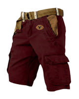 Herren Cargo Shorts mit Gürtel und Yellowstone Logo und Beintaschen in Rot