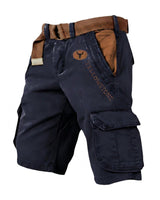 Herren Cargo Shorts mit Gürtel und Yellowstone Logo und Beintaschen in Marineblau