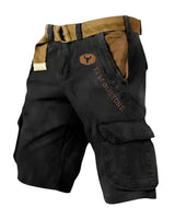 Herren Cargo Shorts mit Gürtel und Yellowstone Logo und Beintaschen in Schwarz