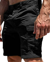 Herren Cargo Shorts mit Knopfverschluss und Seitentaschen in Schwarz