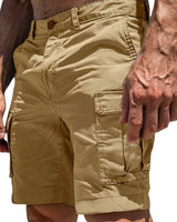 Herren Cargo Shorts mit Knopfverschluss und Seitentaschen in Khaki