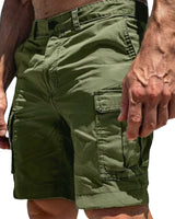 Herren Cargo Shorts mit Knopfverschluss und Seitentaschen in Grün