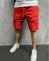 Herren Cargo Shorts mit Kordelzugbund und Pattentaschen in Rot