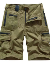 Herren Cargo Shorts mit Mehreren Taschen und Reißverschluss in Grün