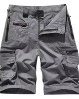 Herren Cargo Shorts mit Mehreren Taschen und Reißverschluss in Grau