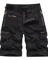 Herren Cargo Shorts mit Mehreren Taschen und Reißverschluss in Schwarz