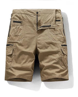 Herren Cargo Shorts mit Mehreren Taschen und Reißverschluss in Khaki