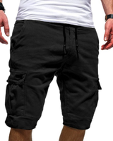 Herren Cargoshorts mit elastischem Bund und Kordelzug in Schwarz