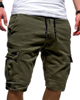 Herren Cargoshorts mit elastischem Bund und Kordelzug in Dunkelgrun