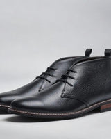 Christian | Herren Chukka Mens Boots Schnürung Knöchelhohe Lederstiefel in Schwarz